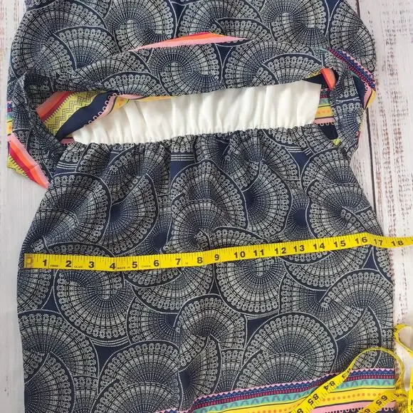 Renee C Layer Tiered Sleeveless Dress S Boho Geometric Rainbow Stripe Print NWT - Picture 13 of 14